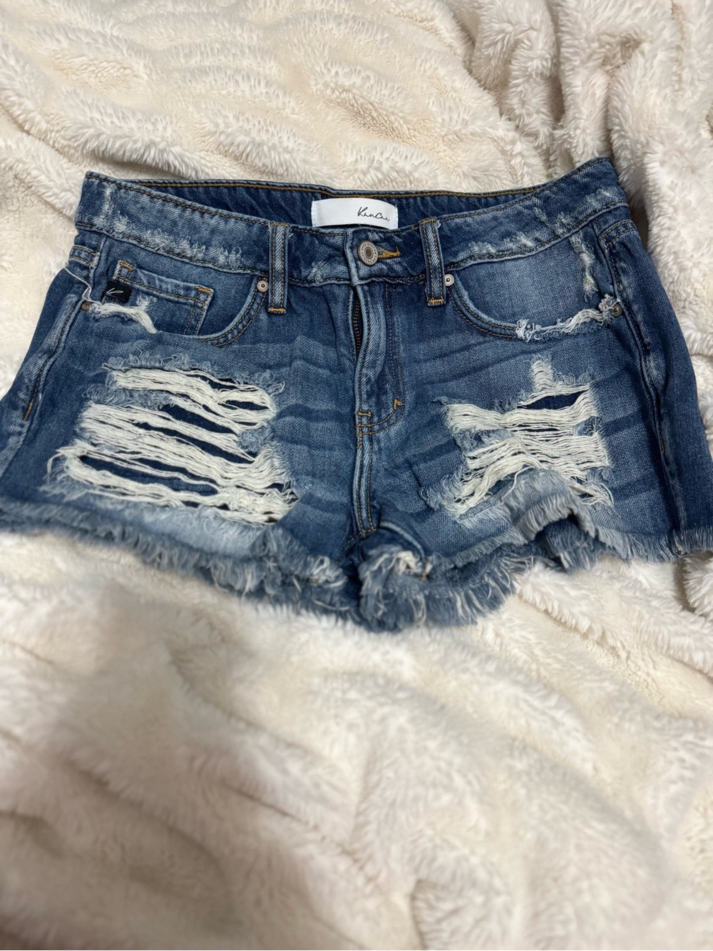 KanCan Ripped Dark Blue Denim Shortalls